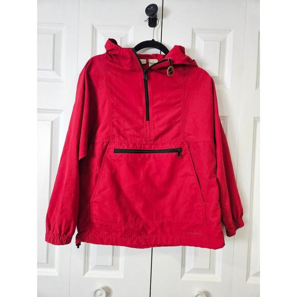 LL Bean Vintage Jacket Mens XS Red Anorak Pullover Kangaroo Pouch Outdoor - Picture 1 of 7